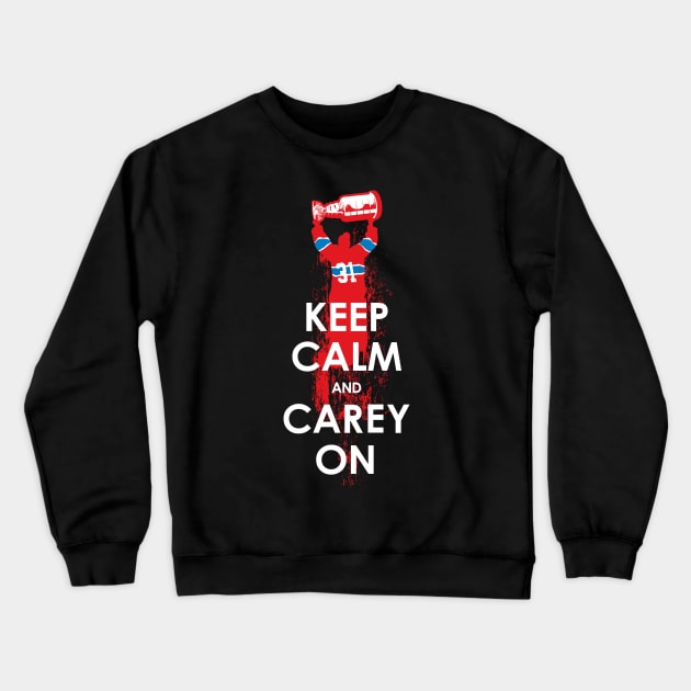 Keep Calm and Carey On Crewneck Sweatshirt by LaughingDevil